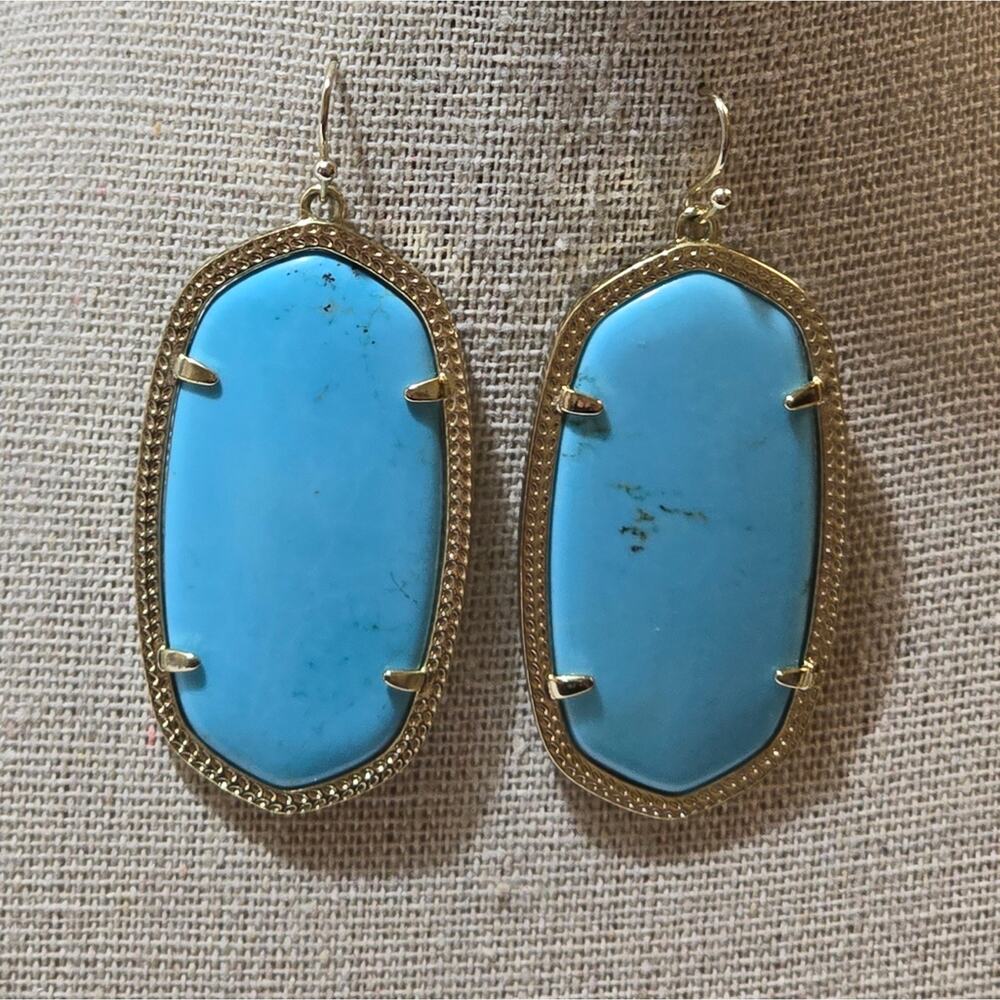 Kendra Scott Veined Turquoise? and‎ Gold Danielle Dangle Earrings